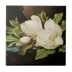 Reuzemagnolia's op een blauwe fluwelen doek door M Tegeltje