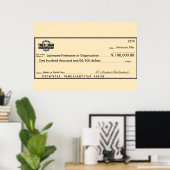 Reuzen Blanco Cheque voor Sweepstakes & Prijzen Poster (Thuiskantoor)