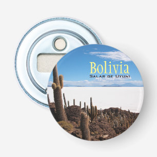 Reuzen cactus bij de Salar de Uyuni, Bolivia Button Flesopener