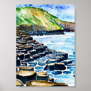reuzen Causeway Antrim Coast waterverf Poster