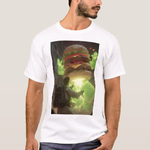 Reuzen Ghost Burger Aanval T-Shirt - Grappige Para