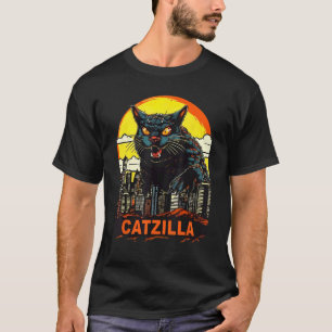 Reuzen Kitty Kat Catzilla In Een Stad Catzilla T-shirt