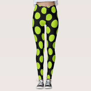 Reuzen limoengroene polkadots op zwarte leggings