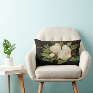 Reuzen Magnolia's op een blauwe fluwelen doek door Kussen