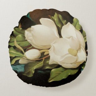 Reuzen Magnolia's op een blauwe fluwelen doek door Rond Kussen