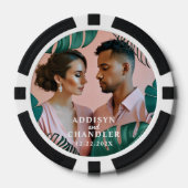 Reuzen Monstera Jungle Bladeren Verloving Foto Poker Chips (Voorkant)