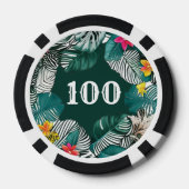 Reuzen Monstera Jungle Bladeren Verloving Foto Poker Chips (Achterkant)