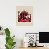 Reuzen Rode Alien Worm Monster Poster (Thuiskantoor)
