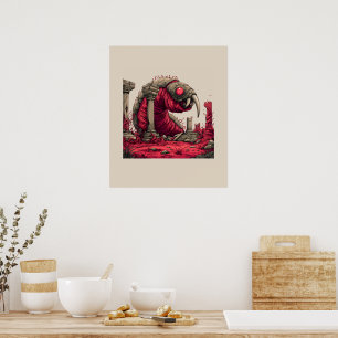 Reuzen Rode Alien Worm Monster Poster