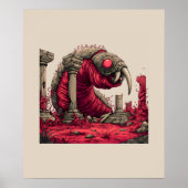 Reuzen Rode Alien Worm Monster Poster (Voorkant)