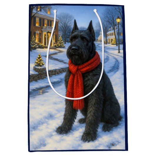 Reuzen Schnauzer Vakantie Medium Cadeauzakje (Voorkant)