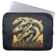 Reuzen Skelet Kaiju Monster Stad Laptop Hoes