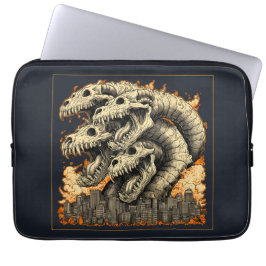 Reuzen Skelet Kaiju Monster Stad Laptop Hoes