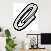 Reuzen Zilveren Paperclip Kantoor en Kantoorartike Poster (Thuiskantoor)