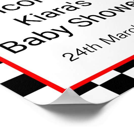 Reuzenauto-Baby shower, AFGEDRUKT Poster (Hoek)