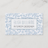 Reuzenblauw glitterblad bloempatroon visitekaartje (Voorkant)