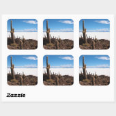Reuzencactus bij de foto-sticker Salar de Uyuni Vierkante Sticker (Vel)