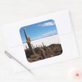 Reuzencactus bij de foto-sticker Salar de Uyuni Vierkante Sticker (Envelop)