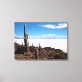 Reuzencactus op het doek Salar de Uyuni Canvas Afdruk (Voorkant)