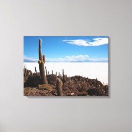 Reuzencactus op het doek Salar de Uyuni Canvas Afdruk