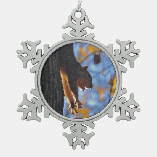 Reuzeneekhoorn Tin Sneeuwvlok Ornament (Voorkant)