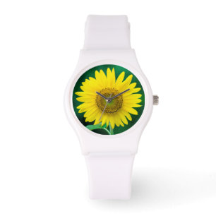 Reuzengele zonnebloem in zomerhorloge horloge