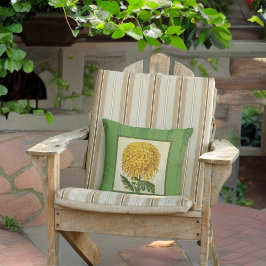 Reuzengoud Chrysanthemum met groen behang Buitenkussen