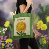 Reuzengouden Chrysant met Groene  Damast Tote Bag