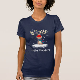 Reuzenhaaien met rode neus, dames blauw t-shirt