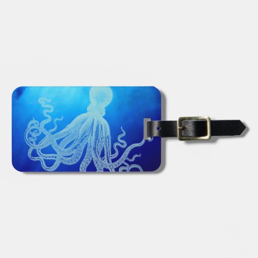  reuzeninktvis in de diepblauwe oceaan bagagelabel (Voorkant horizontaal)