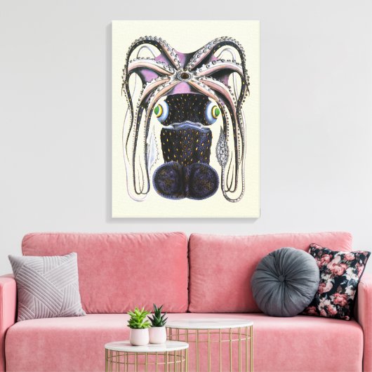  reuzeninktvis of octopus, zeedier canvas afdruk (Insitu (Woonkamer))