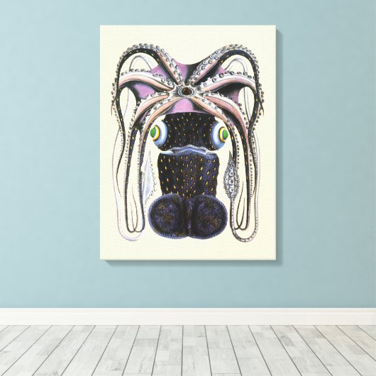  reuzeninktvis of octopus, zeedier canvas afdruk (Insitu (Houten vloer))