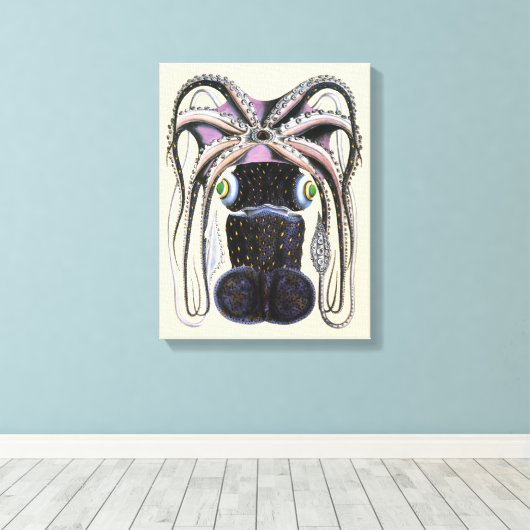 reuzeninktvis of octopus, zeedier canvas afdruk (Insitu (Houten vloer))