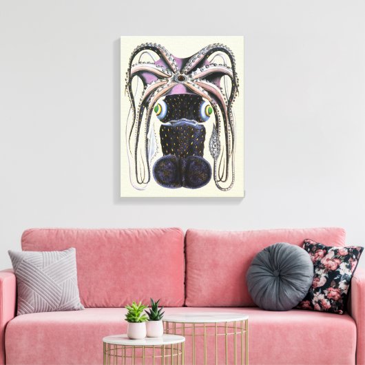 reuzeninktvis of octopus, zeedier canvas afdruk (Insitu (Woonkamer))