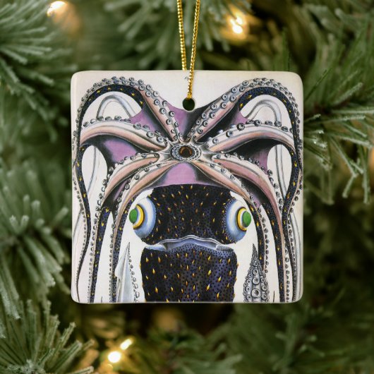 reuzeninktvis of octopus, zeedier keramisch ornament (Boom)