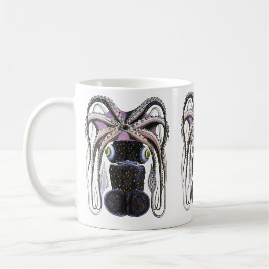  reuzeninktvis of octopus, zeedier koffiemok (Links)