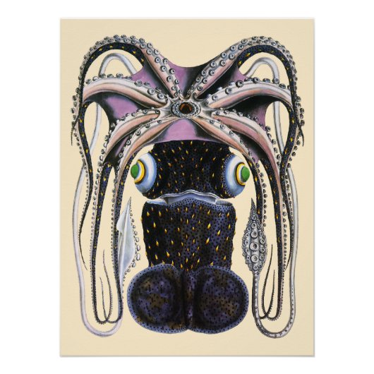  reuzeninktvis of octopus, zeedier perfect poster (Voorkant)