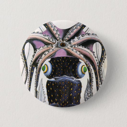  reuzeninktvis of octopus, zeedier ronde button 5,7 cm (Voorkant)