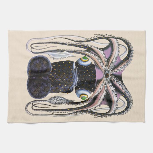  reuzeninktvis of octopus, zeedier theedoek (Horizontaal)