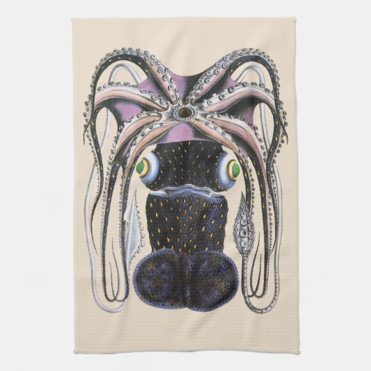  reuzeninktvis of octopus, zeedier theedoek (Verticaal)