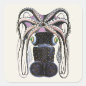  reuzeninktvis of octopus, zeedier vierkante sticker (Voorkant)
