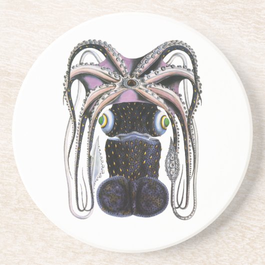 reuzeninktvis of octopus, zeedier zandsteen onderzetter (Voorkant)