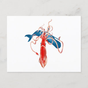Reuzeninktvis vs. walvis briefkaart