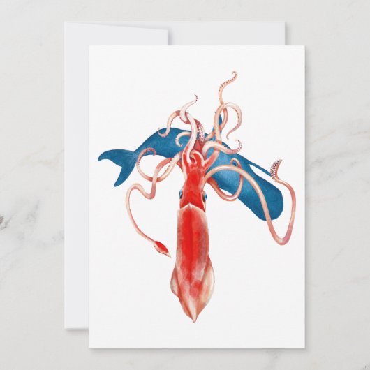 Reuzeninktvis vs. walvis feestdagenkaart (Voorkant)