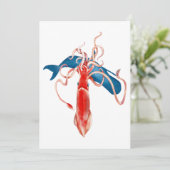 Reuzeninktvis vs. walvis feestdagenkaart (Staand voorkant)