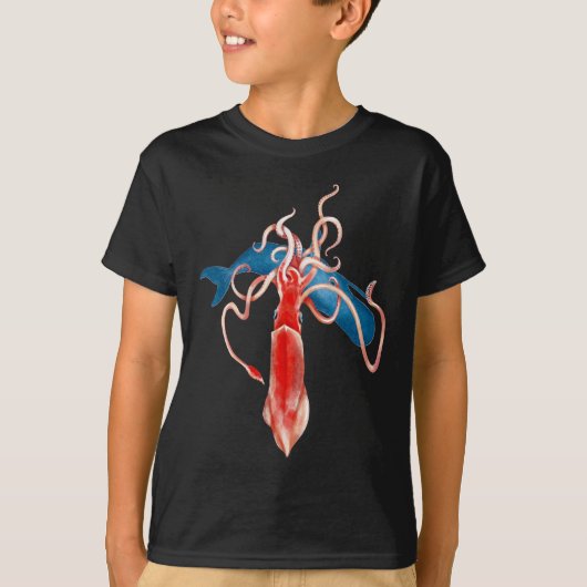Reuzeninktvis vs. walvis t-shirt (Voorkant)