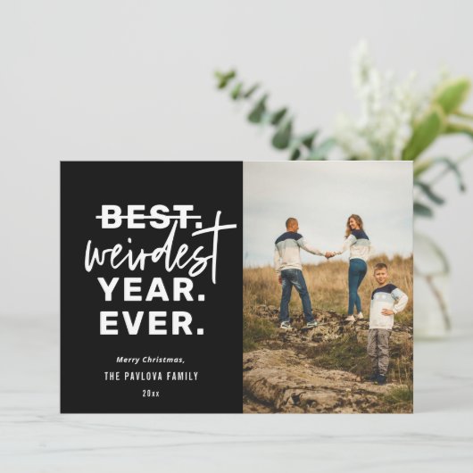 Reuzenjaars Humor zwart Feestdagenkaart (Staand voorkant)