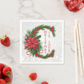 Reuzenkerstbrief C sprankelend wit rood groen Servet (Insitu)