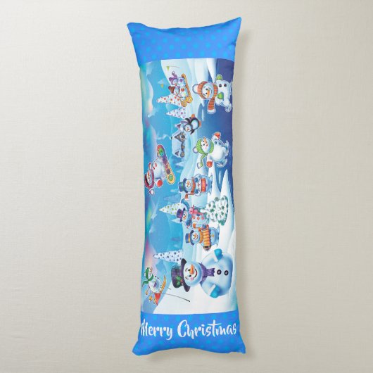 Reuzenkerstkussen winter wonderland sneeuwpoppen lichaamskussen (Achterkant (Verticaal))