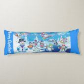 Reuzenkerstkussen winter wonderland sneeuwpoppen lichaamskussen (Achterkant)